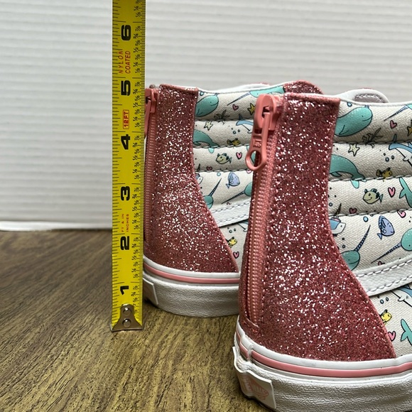 Vans Sk8-Hi Narwhal Shark Party Hi Tops Pink Glitter Sneakers Size 5.5 - Picture 15 of 16